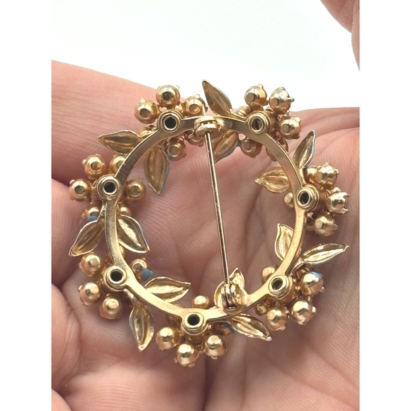 Vintage 1940's WEISS NY Blue Rhinestone Floral Brooch & Clip On Earrings Set - Picture 7 of 12